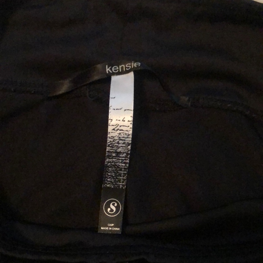 Kensie Shiny Black Leggings w/Faux Leather Panel - Picture 4 of 9